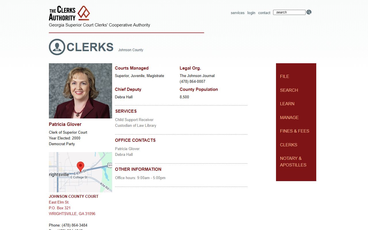 Johnson County Clerk of Superior Court GSCCCA profile