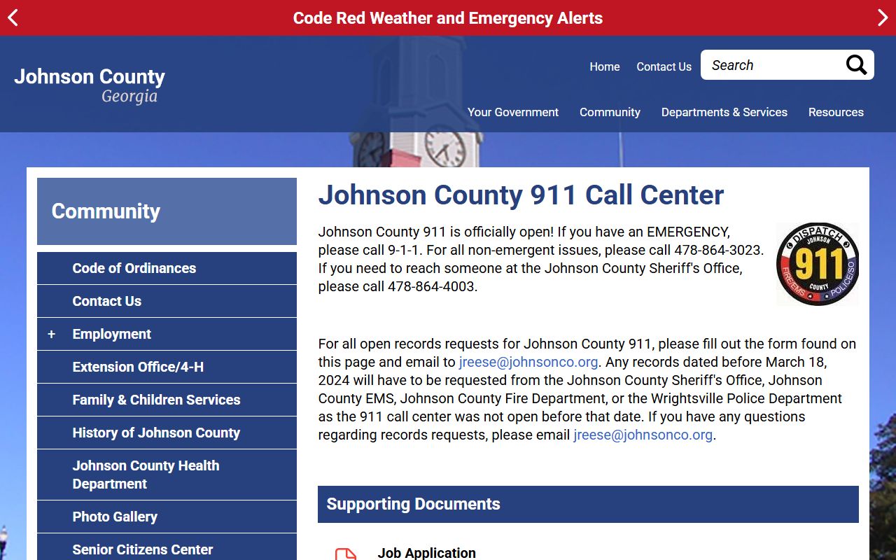 Johnson County Clerk of Superior Court open records 911 channel