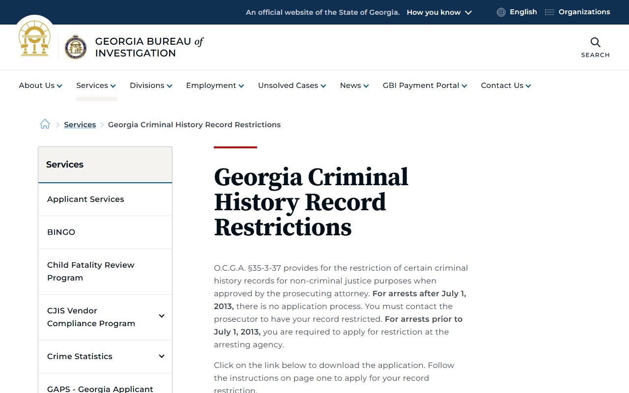 Johnson County criminal court records GBI restriction guidance