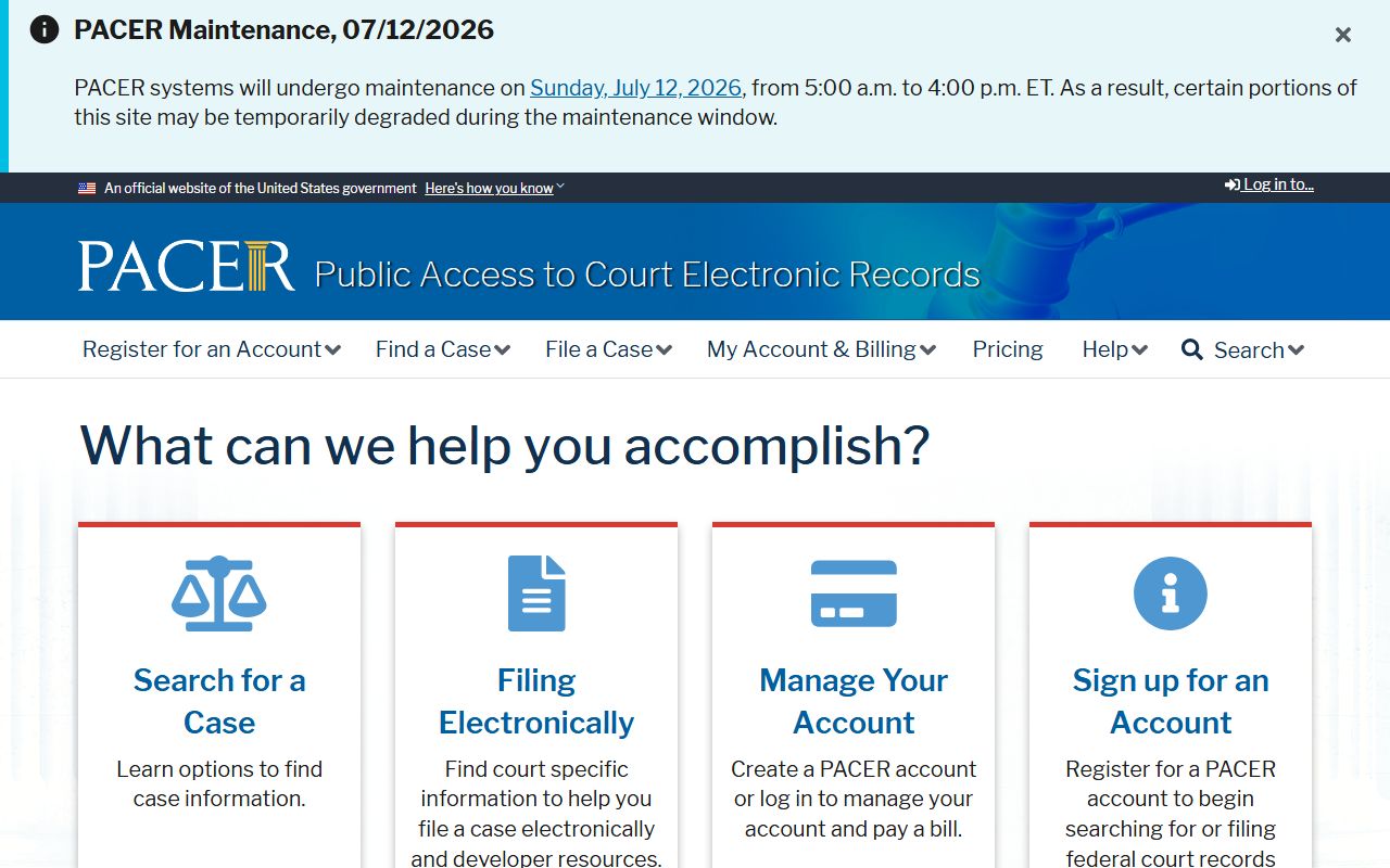 Johnson County Superior Court records PACER federal case access