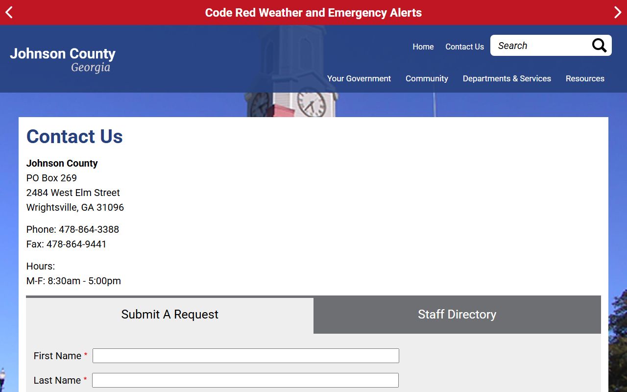 Johnson County warrant and court records county contact page