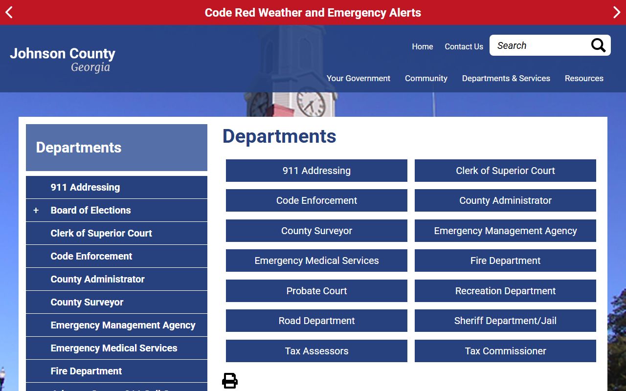 Johnson County court records departments directory for sheriff and courts
