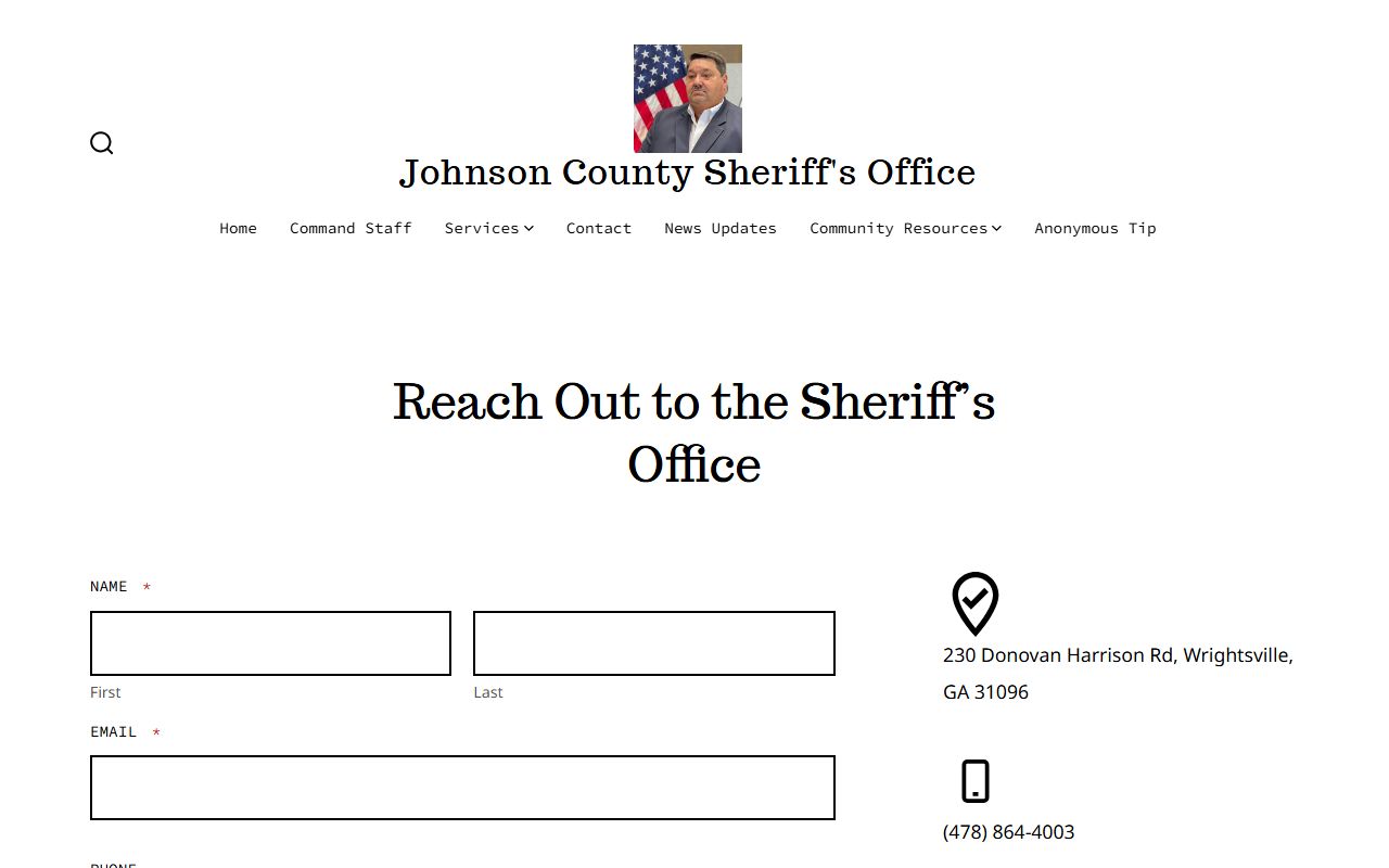Johnson County inmate records sheriff contact page