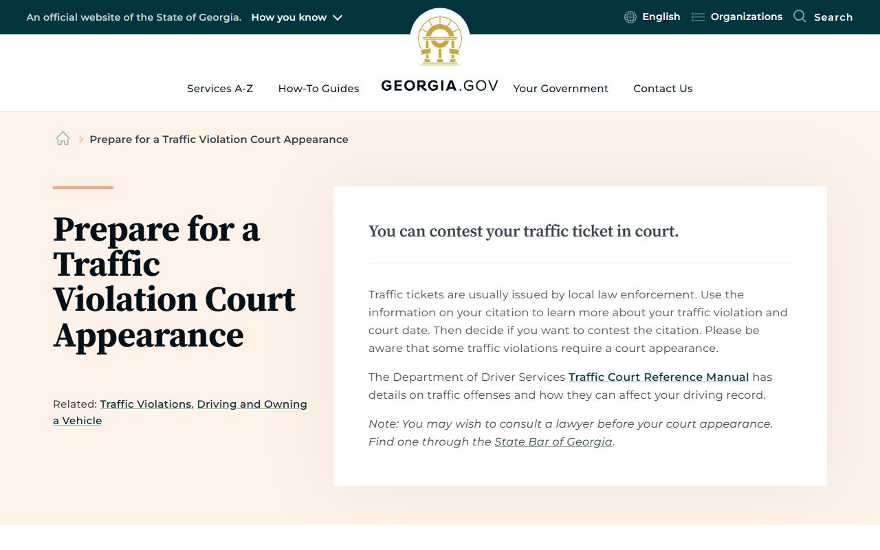 Johnson County traffic court records Georgia traffic appearance guide