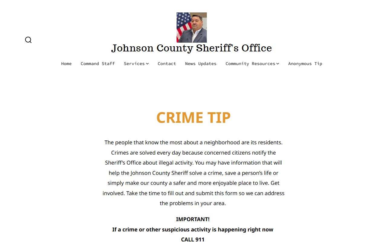 Johnson County warrant records sheriff anonymous tip form